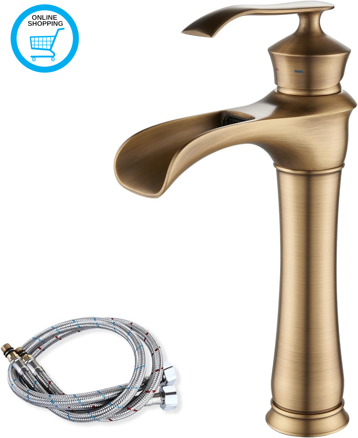 Waterfall Bathroom Basin Mixer Tap, High Rise Mixer Taps for Counter-Top Basin,