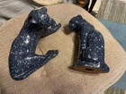Vintage Frankoma Pottery  Panther (cat, puma) Sitting & Laying 114 & 115
