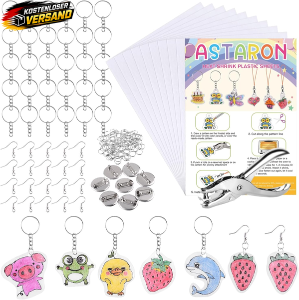Schrumpffolie Bastelset FüR SchlüSselanhäNger Und Schmuck Diy FüR Kinder & Erwac-image