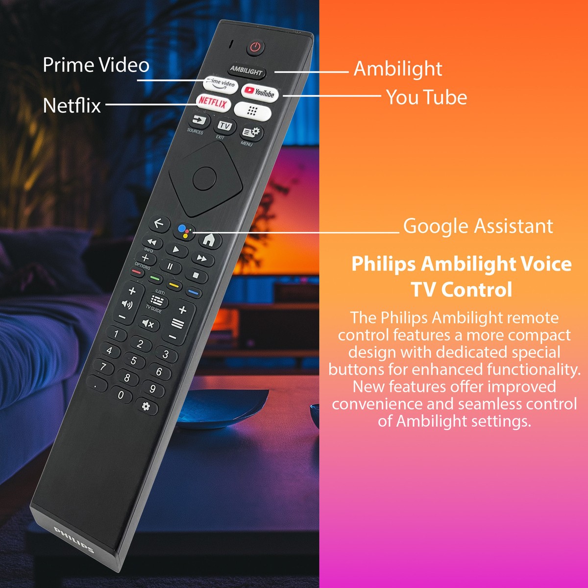 Ersatz-Fernbedienung Für Philips TV – Infrarot-Fernbedienung 398GM10BEPHND000CR, Passend Für OLED, QLED, The One, The Xtra (2024/2025)