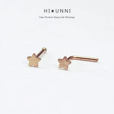 20g Rose gold star nose stud, nose ring nose stud L shaped nose jewerly