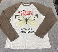 Urban Outfitters Mens Rolling Stones Live At Hyde Park Baseball Raglan L/S Shirt