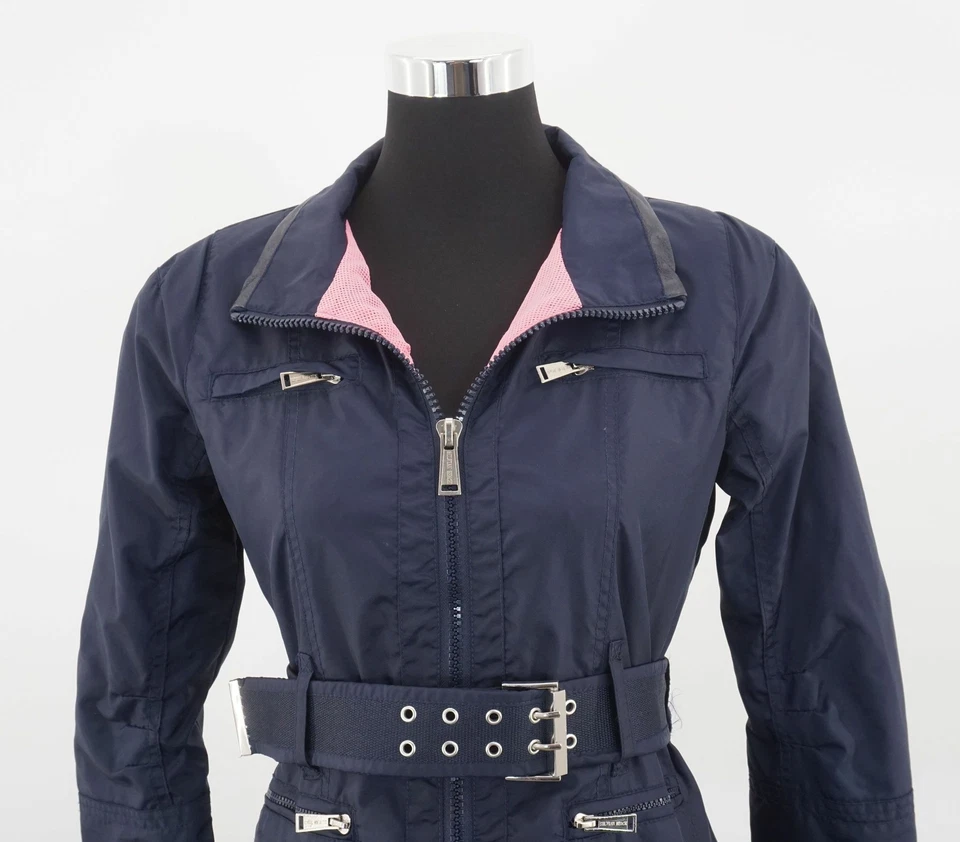 Silvian Heach Damen Jacke L blau dunkelblau Gürtel A072 - Bild 2 von 4