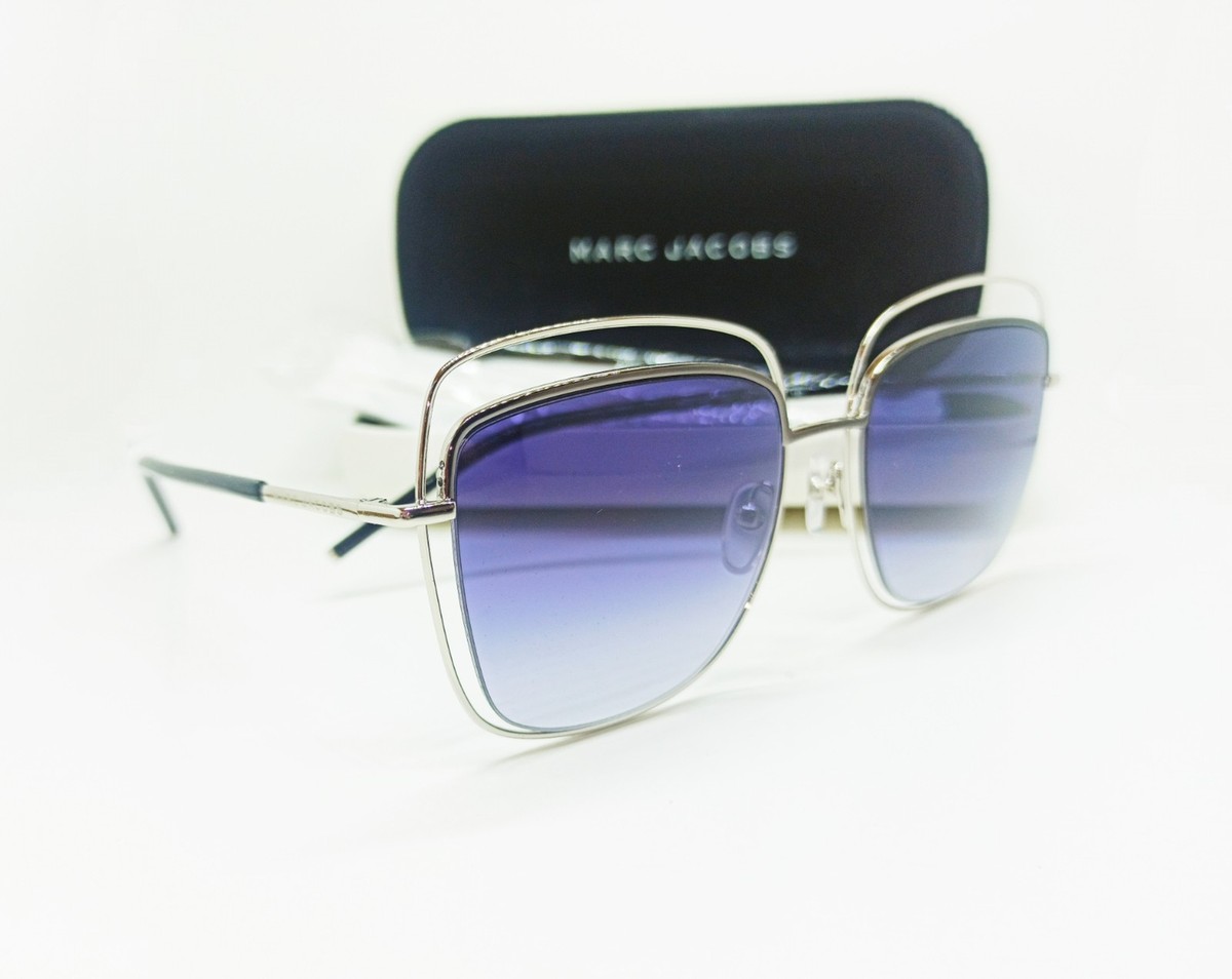 Marc Jacobs Silver Frame Sunglasses with Dark Gray Lenses Marc Jacobs Marc Icon 096/S Crystal Clear Designer Italy  main image 3