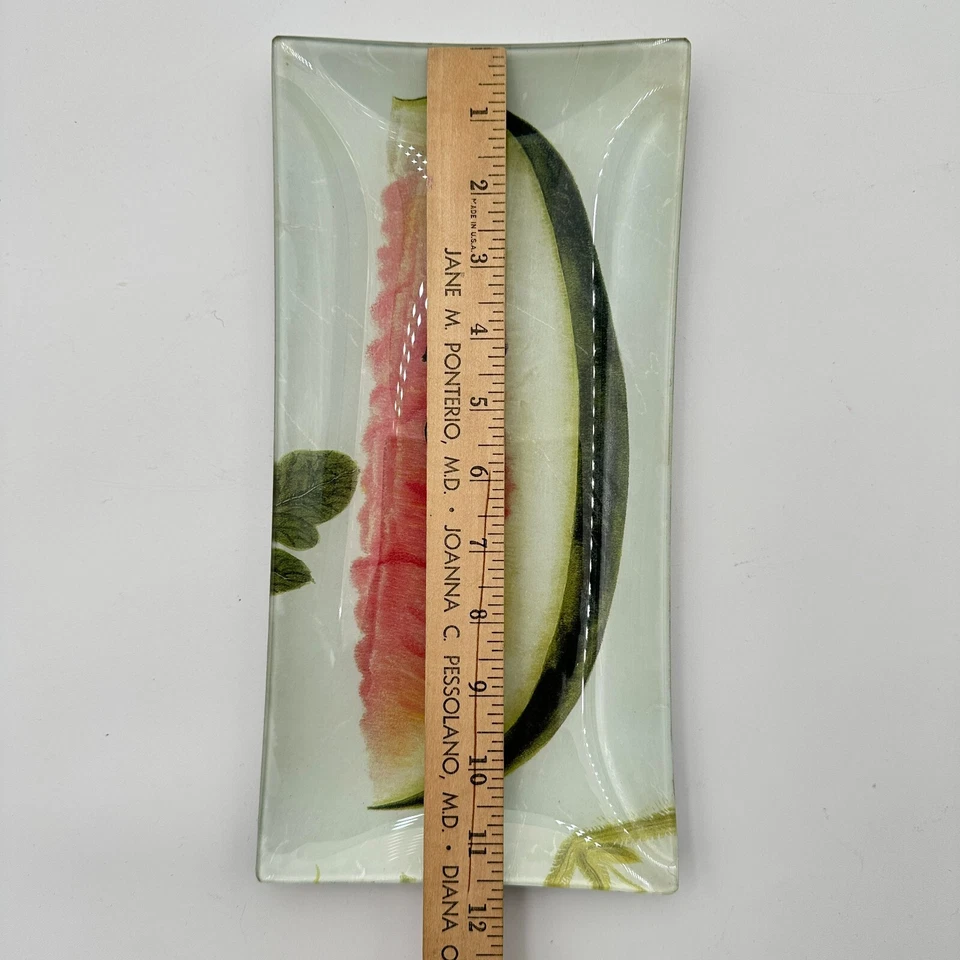 Ben’s Garden Handmade Glass Tray Watermelon Slice Signed ~ 11.5" - Image 3 of 4