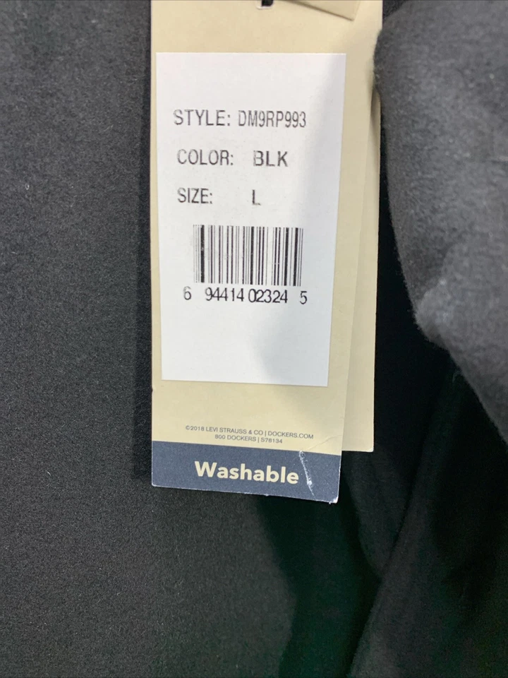 Dockers Men's Henry Wool Blend Top Coat Black Size Large Long Sleeve with Pocket - Image 4 of 4