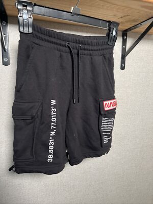H&M NASA Sweatshorts Men XS Black Logo Space USA American