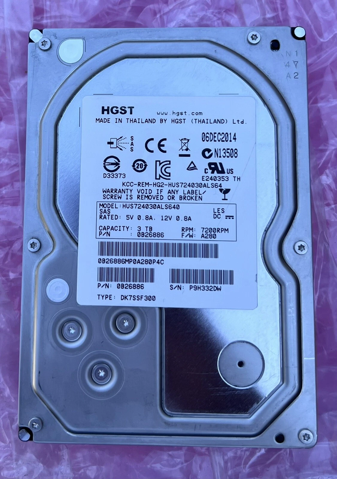 HGST(20パック) HUS724030ALS640 (0B26886) 3TB 3.5 7.2K SAS HDD - 画像1/1