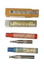 END MILLS 3/8" LOT OF 4 Cutting Tools Cobalt,HSS,CARBIDE  OSG, RobJack, Quincc