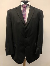 NEXT SUIT JACKET/BLAZER PURE NEW WOOL IN BLACK PINSTRIPE 44R EXCELLENT CONDITION