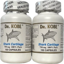 Dr. KOBE 2 x Natual Shark Cartilage (Freeze Dried) 750mg 100 Caps Made In USA