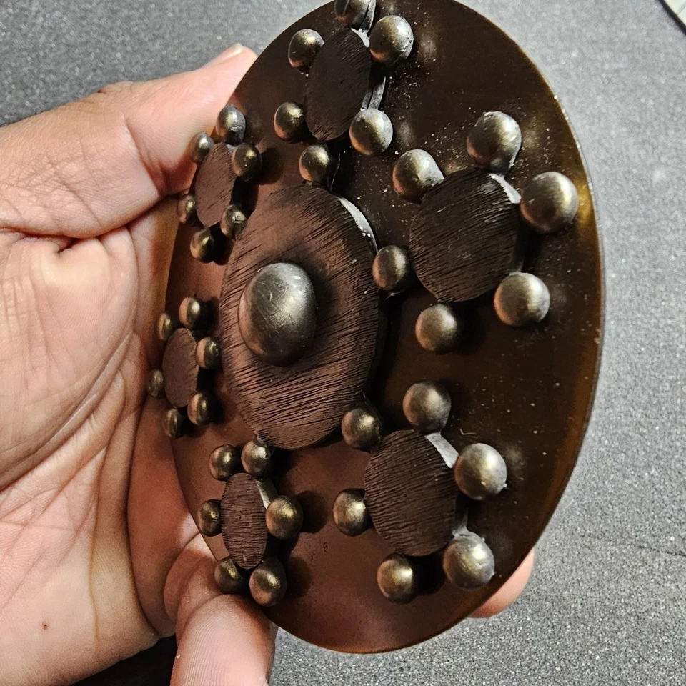 Hebilla de cinturón redonda de cobre vintage de 3,5 pulgadas de ancho Foto 4 de 4