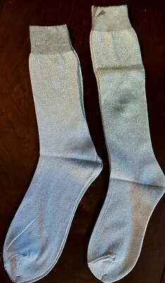 His 'n Hers Silver Metalic Socks (2 pair) Sizes S-M Costume Disco Party