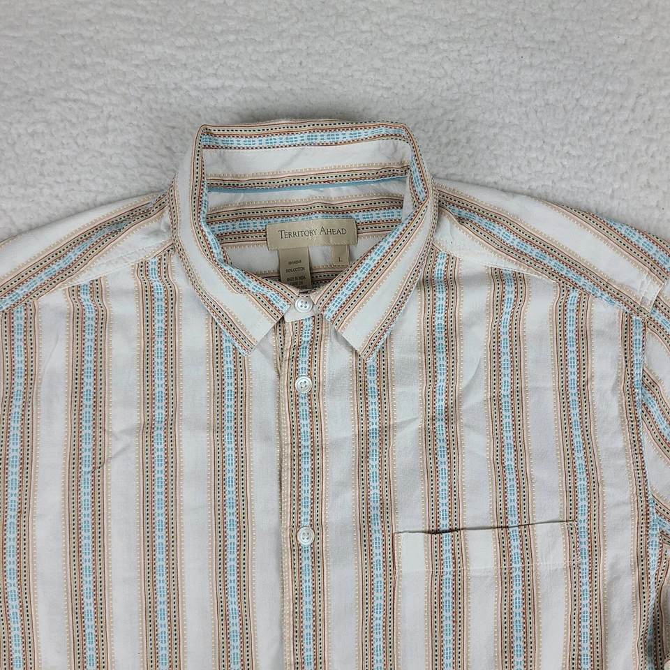 Territory Ahead Dress Shirt Mens Large Multi Color Aztec Hawaiian Button Up - Image 2 of 4