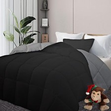 Comforters Full Size Reversible Duvet InsertBlack/Grey All Season Blanket Lig...