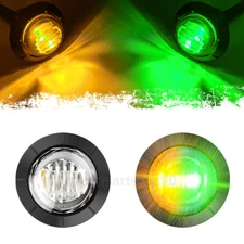 ​3/4" Round Dual Color LED Bullet Lights Side Marker Light for Trailer Truck 12V