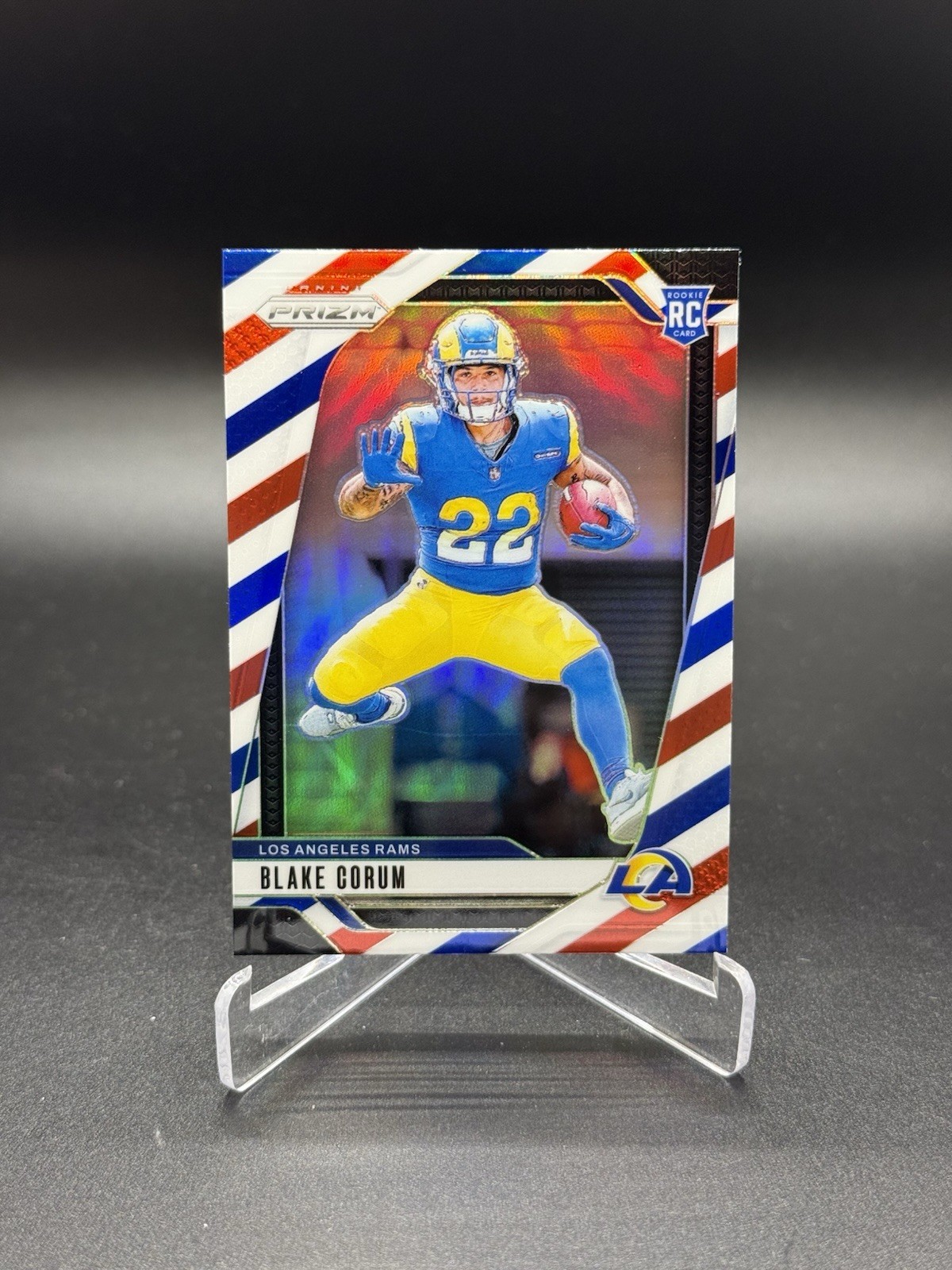 BLAKE CORUM 2024 PANINI PRIZM ROOKIE RED WHITE BLUE RAMS #308 RC Q4774