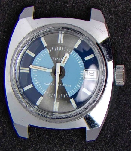 Timex Racing Blue Grey Dial Men's Hand-Wind Vintage Watch -- Spares/Repairs