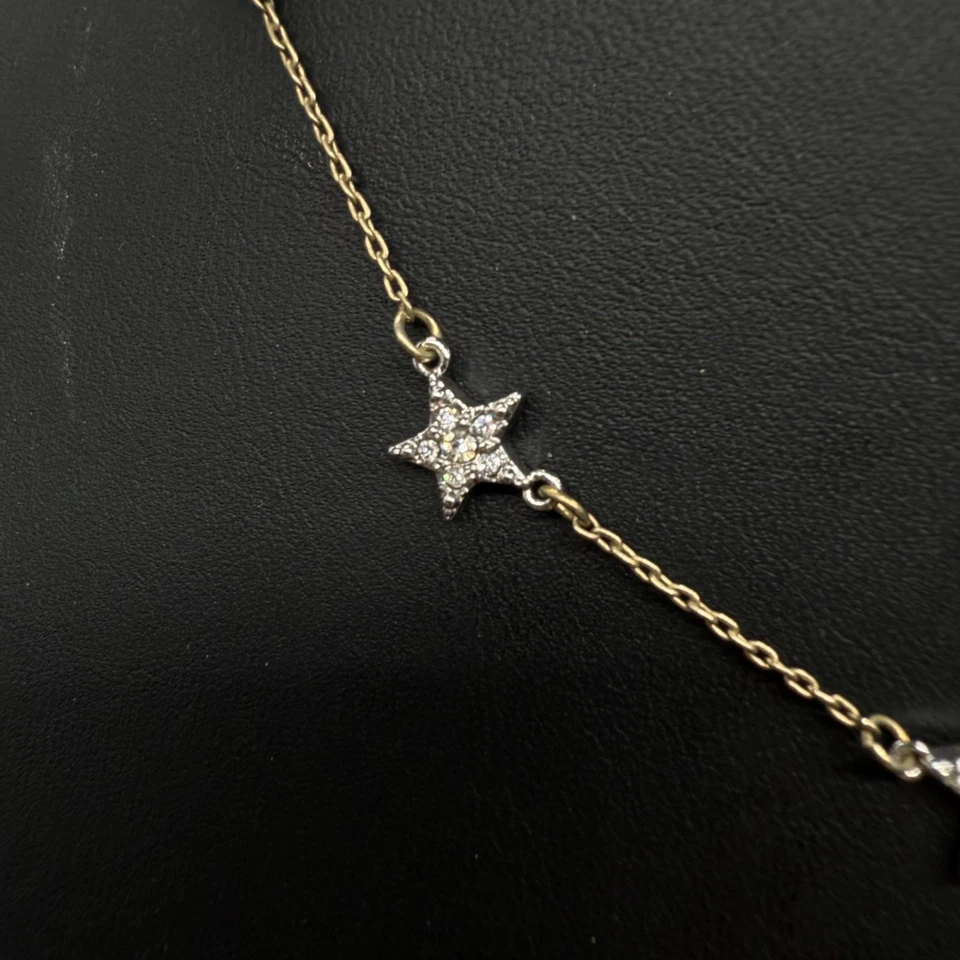 Collar Cadena Estación Estrella Estrás Transparente Banana Republic Tono Dorado Plateado Foto 4 de 4