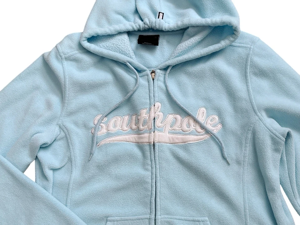 SOUTHPOLE Girls Youth Size XL Blue Fleece Logo Full Zip Hoodie Hooded Jacket - Image 3 of 4