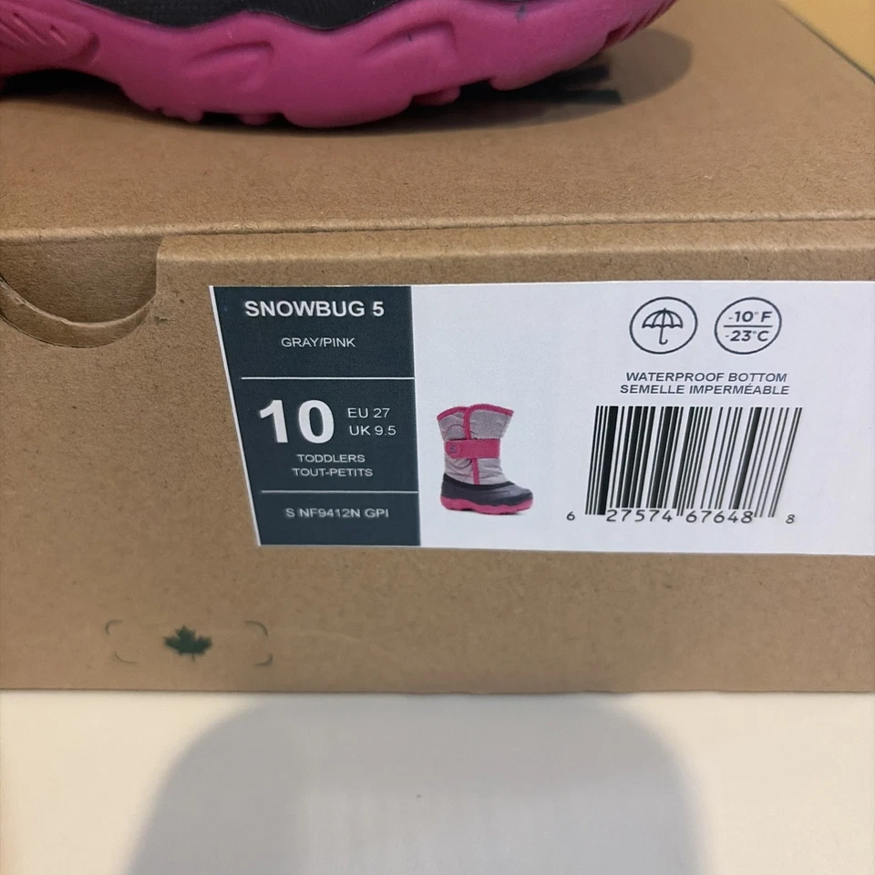 Ребенок ясельного возраста Kamik Snowbug 5 снег загрузки серый/розовый размер 10 - Изображение 2 из 4