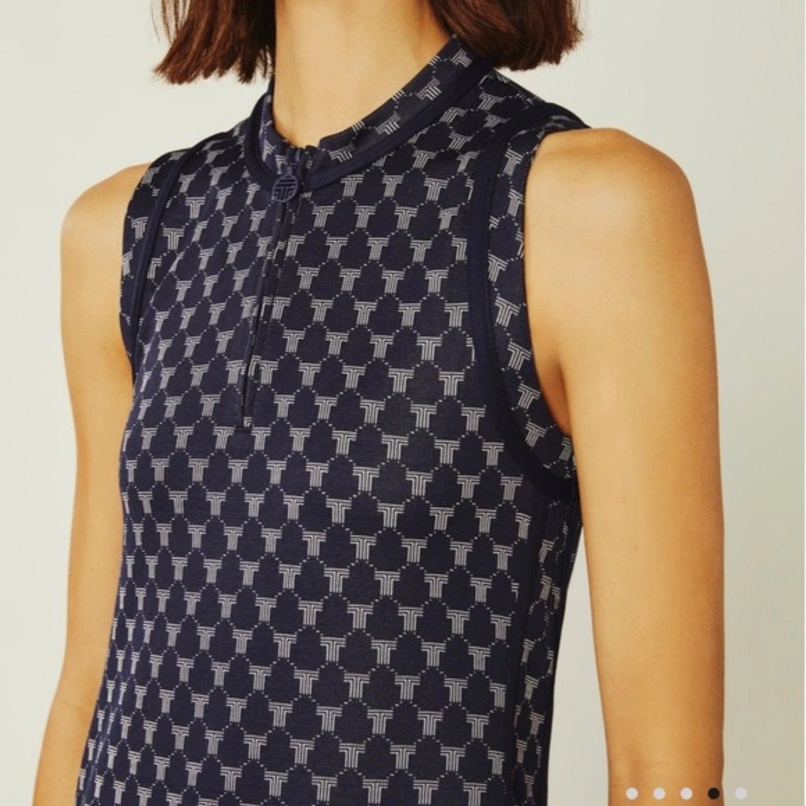 Abito sportivo senza maniche Tory Burch jacquard blu navy grande tennis pickleball