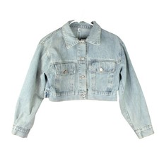 Women Denim Jacket Cropped Jean Blue Size S