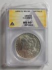 1890 Morgan Dollar MS60 ANACS DETAILS - Cleaned