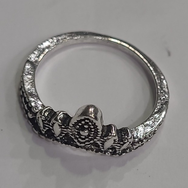 Silver Tone Stainless Steel Crown Band Ring Size 4 No Stones