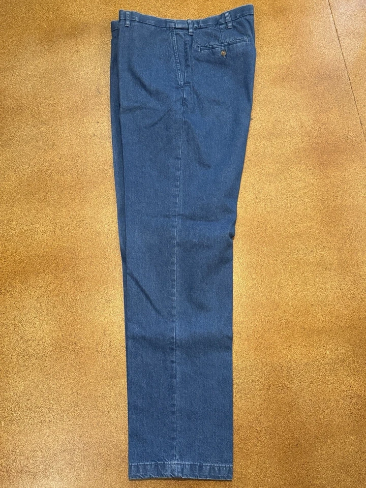 Pantalones de mezclilla Haggar Work To Weekend delanteros lisos cintura expandible 4111442256498 Foto 4 de 4