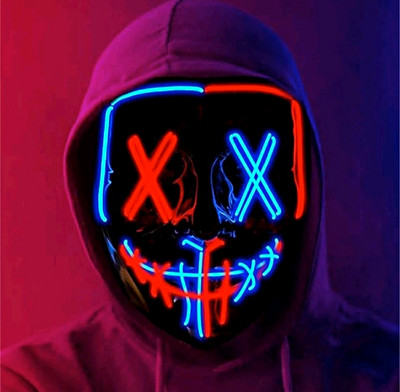 LED Halloween Maske mehrfarbig blinkend mit Fernbedienung Unisex Party