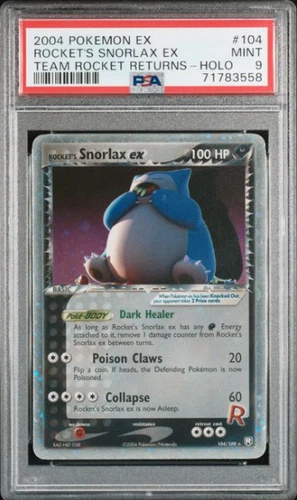 Pokemon Rocket's Snorlax ex EX Team Rocket Returns Holo Ultra Rare #104 PSA 9