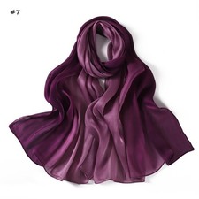 Women Hijab Muslim Shawl Wrap Turban Gradient Color Satin Scarves Stoles Islamic
