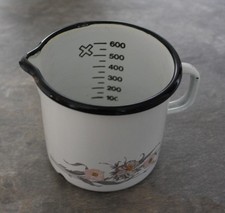 Emaille Milchtopf mit Motiv 600ml Inhalt H&ouml;he ca. 10 cm Durchmesser 11 cm