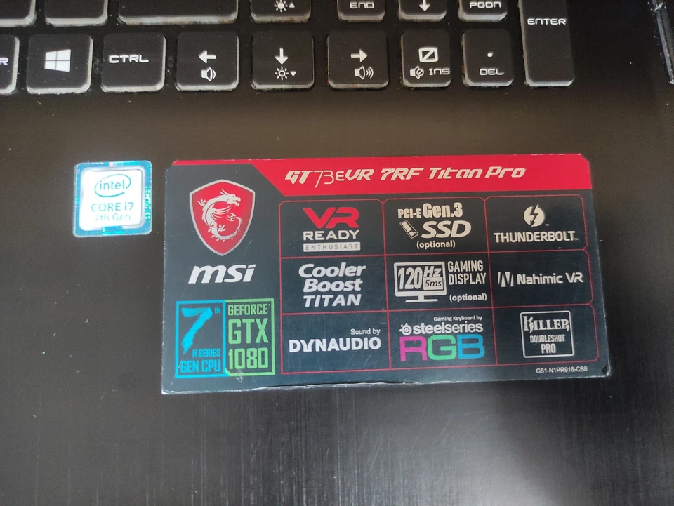 MSI Titan Pro 17.3" GTX 1080 i7-7700HQ 16GB RAM 256GB SSD 1TB 120Hz GT73EVR7 - Image 4 of 4