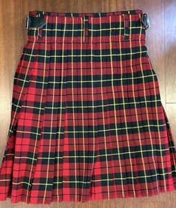 Scottish Design Tartans Kilt Size 30 Red Black Plaid Buckle 100% Wool