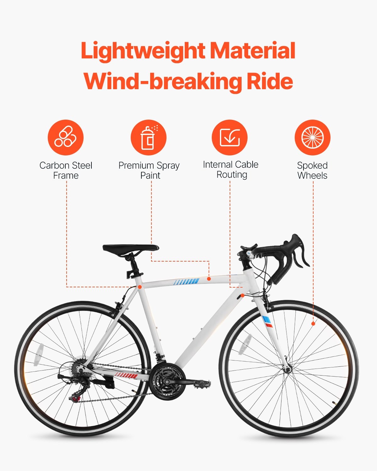 New Road Bike, 700C Wheels Racing Bike, SHIMANO 21 Speeds Dr