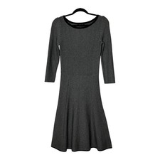 Ann Taylor Petite Black White Herringbone Fit and Flare Sweater Dress XSP NWT