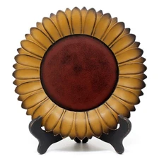 CVHOMEDECO. Sunflower Plate with Rack Primitives Rustic Display Wooden Plate ...
