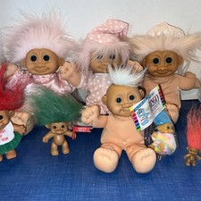 Vintage Russ Troll Dolls Bundle Lot Pajamas Apple Student