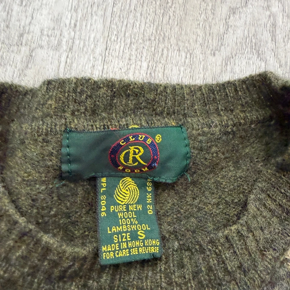 Suéter masculino vintage Club Room pequeno 100% lã pura ilha justa gola redonda preppy - Imagem 4 de 4