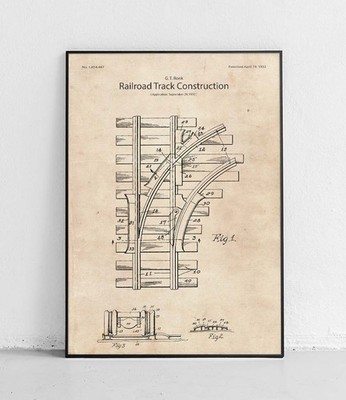 Eisenbahnschienen Patentzeichnung Plakat George T Ronk US1854487A