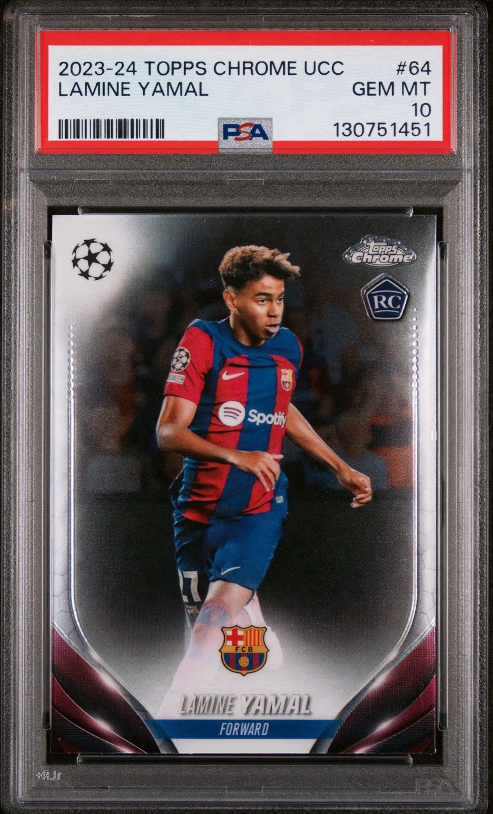 2023-24 Topps Chrome UEFA Club Competitions Lamine Yamal #64 PSA 10