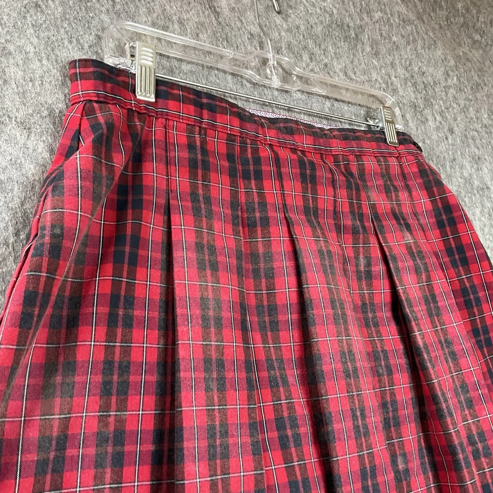 Tommy Hilfiger Skirt Womens Large Red Plaid Upcycled Artsy Art to Wear Preppy - Image 4 of 4