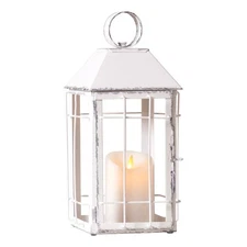 Irvins Country Tinware Rustic Table Lantern in Rustic White