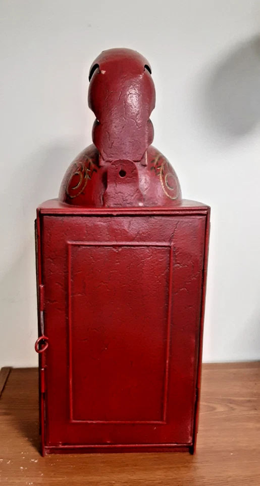 Antiguo candelabro de pared de casco pintado rojo francés Tole Foto 4 de 4