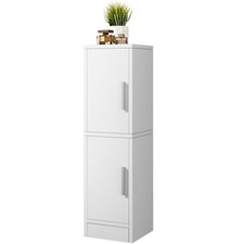 Small Bathroom Storage Cabinet, Narrow Floor Corner Cabinet with 2 Doors Ad...
