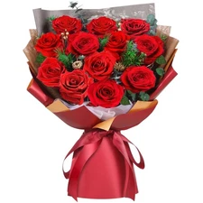 ADDWel Preserved Red Rose Bouquet – Real Long-Lasting Flowers Gift for Wife, ...