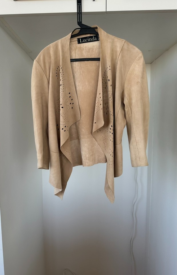 Lucinda Women's Leather Jacket Size S Beige Excellent Condition