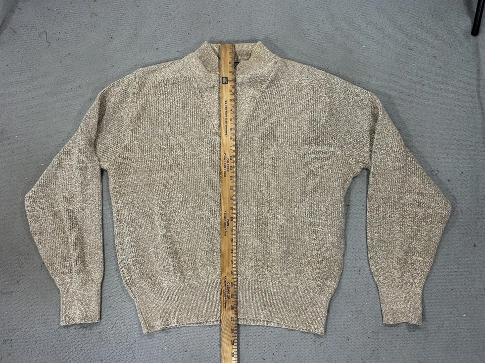 Suéter Lands' End Para Hombres XL Avena Henley Cuello Simulado Algodón Hecho en EE. UU. Raglán Años 90 Foto 4 de 4